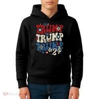 Trump Trump Trump 2024 Retro Groovy Kids Hoodie thumb 4
