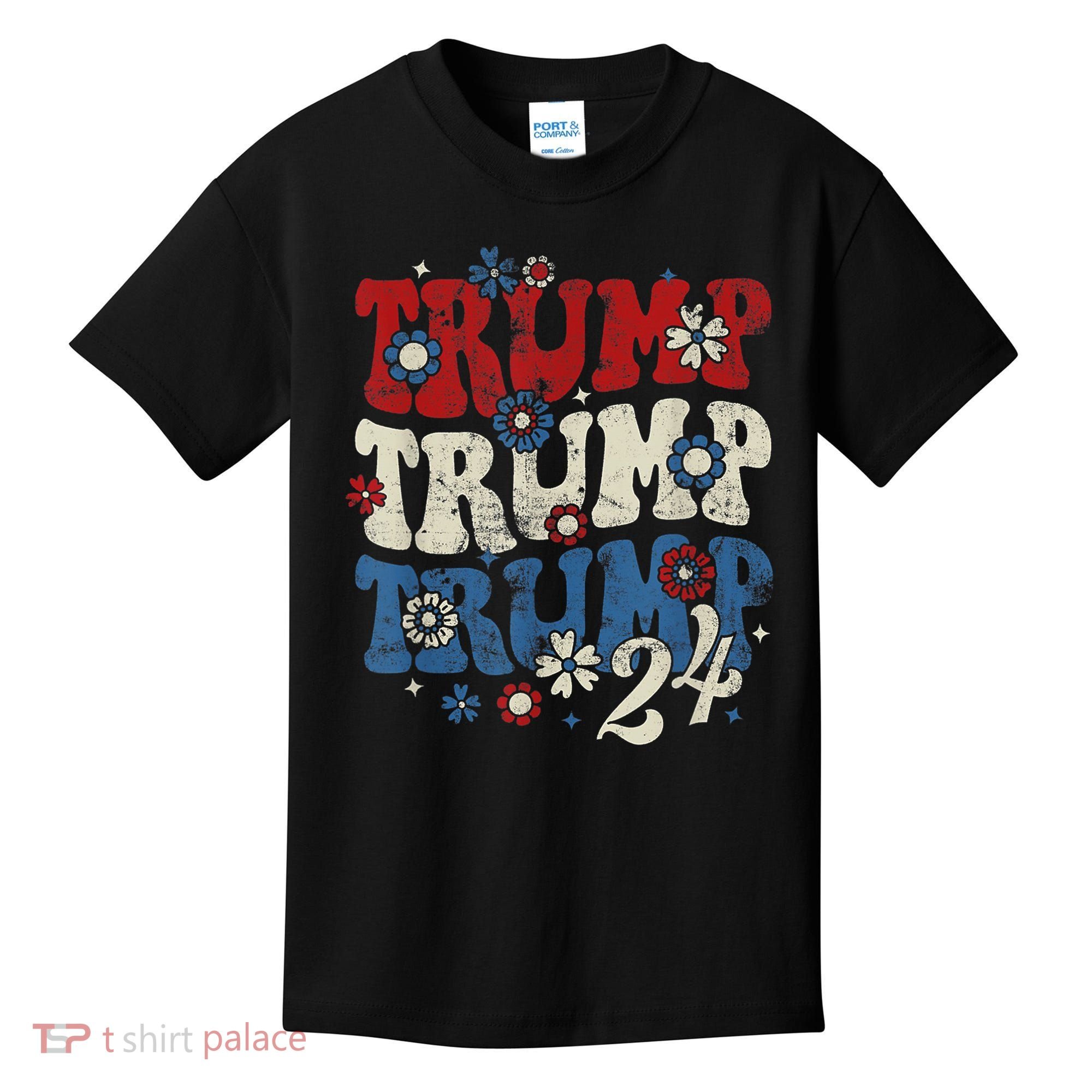 Trump Trump Trump 2024 Retro Groovy Kids T-Shirt