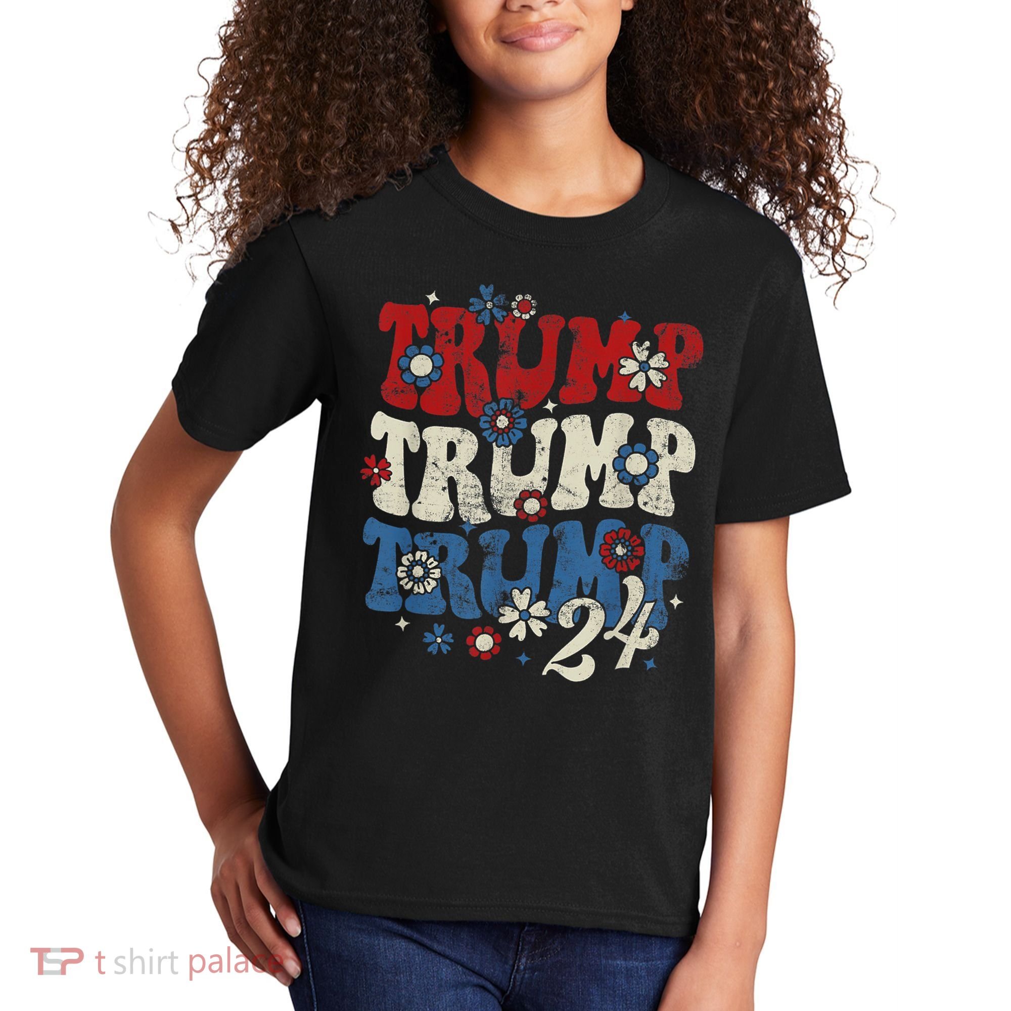 Trump Trump Trump 2024 Retro Groovy Kids T-Shirt