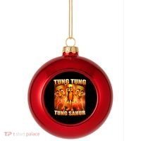 Tung Tung Tung Sahur Meme Plastic Christmas Ball Ornament thumb 0