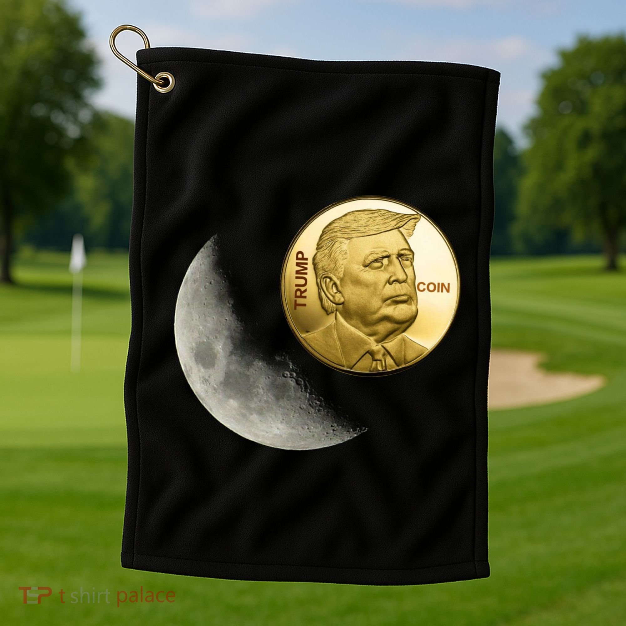 $Trump To The Moon Golf Towel