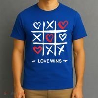 Tic Tac Toe Love Wins Love Always Wins Valentines Love Day Gift T-Shirt thumb 3