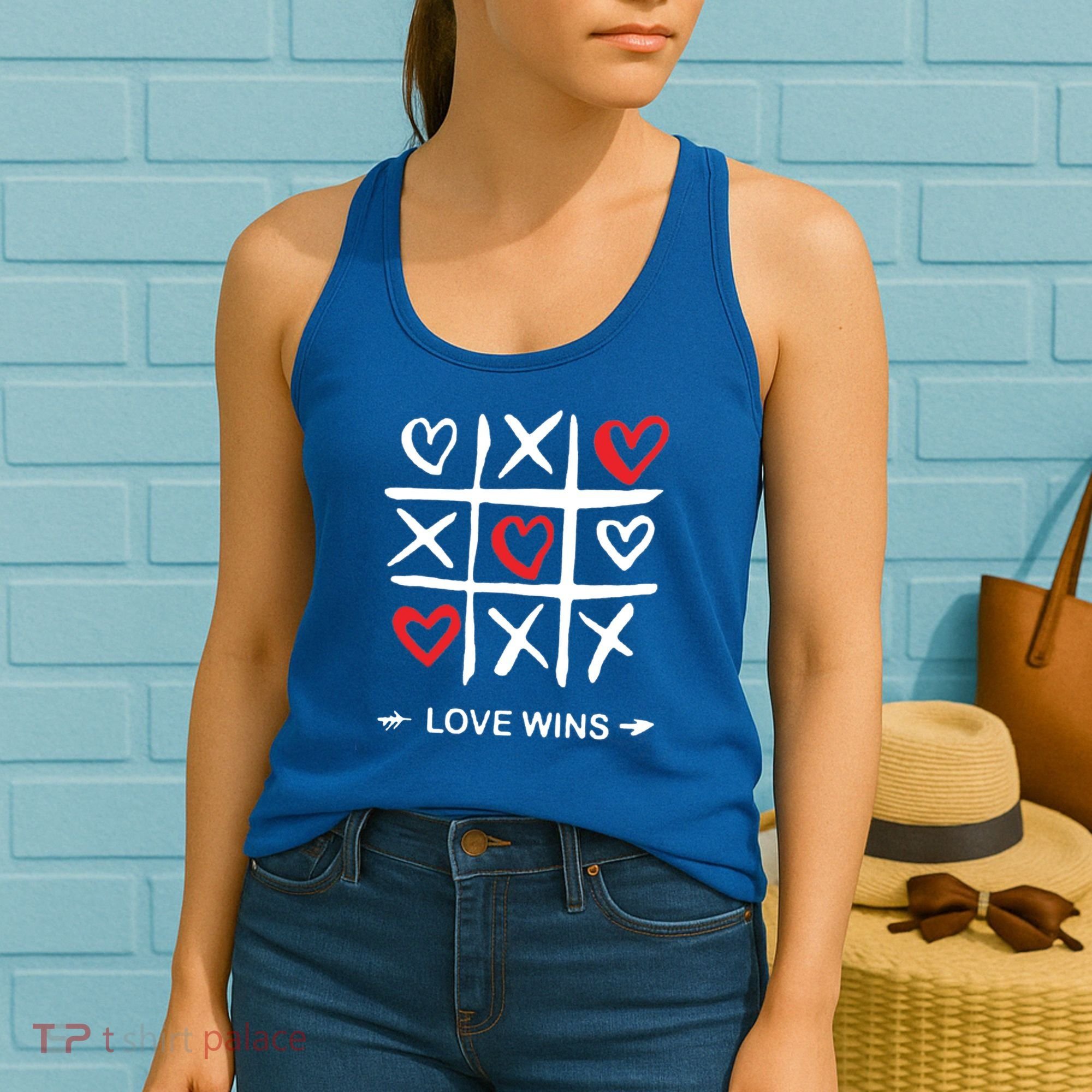 Tic Tac Toe Love Wins Love Always Wins Valentines Love Day Gift Women's Tank Top
