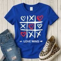 Tic Tac Toe Love Wins Love Always Wins Valentines Love Day Gift Women's T-Shirt thumb 3