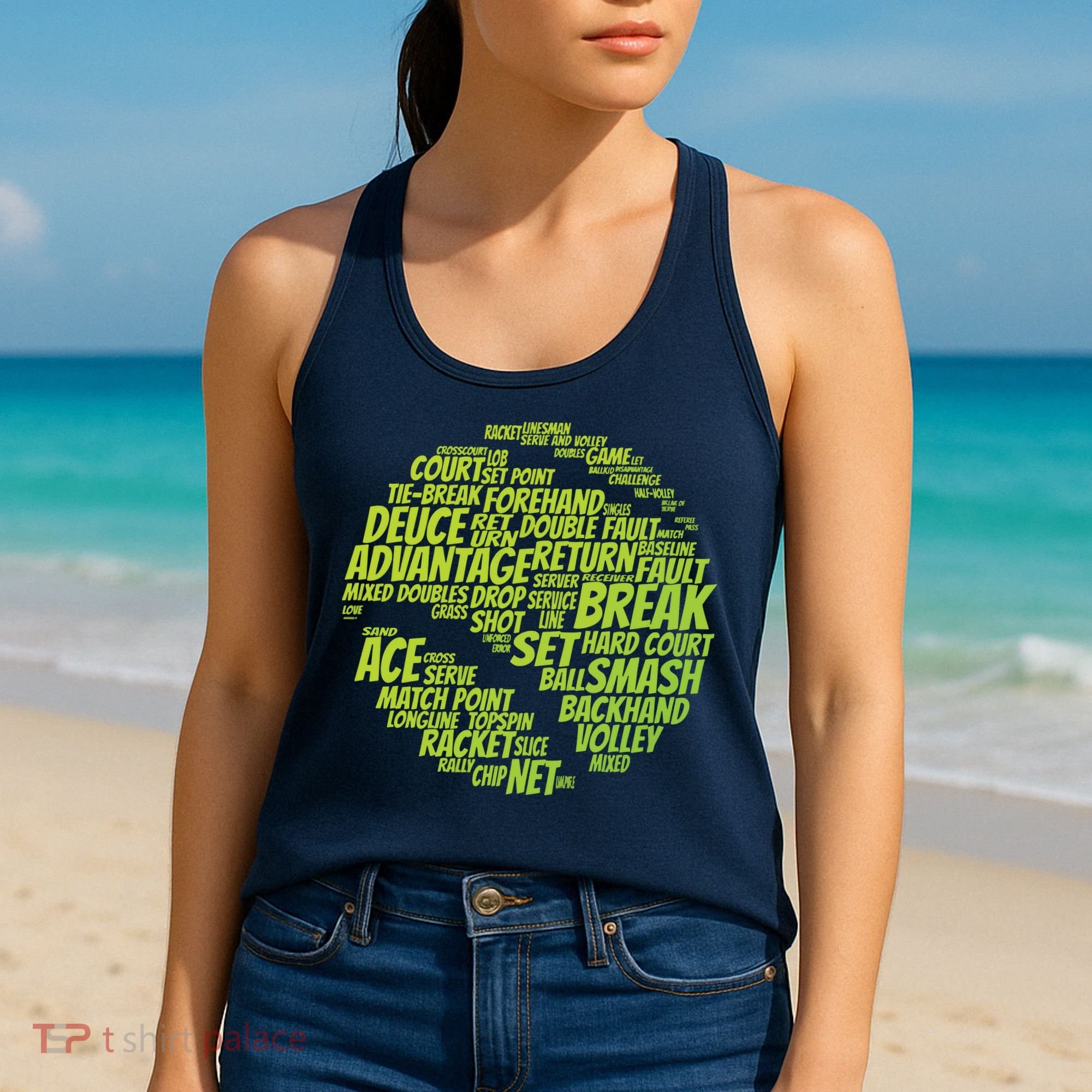 Tennis Terms Tennis Player Playing Tennis Ball Women's Tank Top