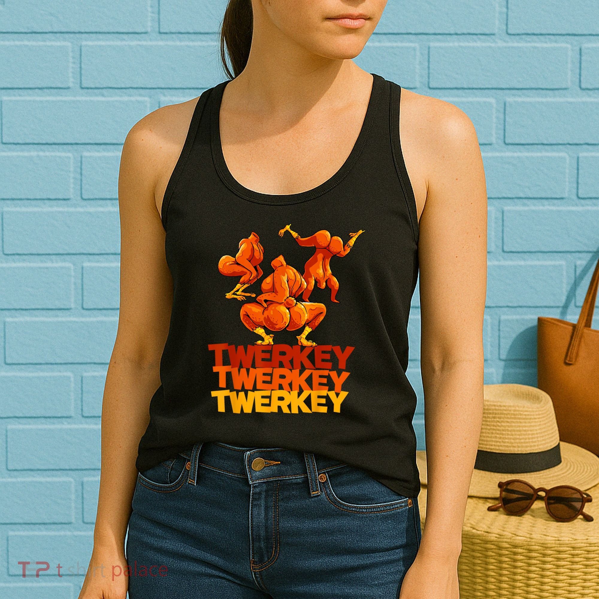 Twerkey Twerking Turkey Funny Thanksgiving Twerk Turkey Women's Tank Top
