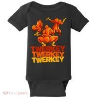 Twerkey Twerking Turkey Funny Thanksgiving Twerk Turkey Baby Bodysuit thumb 0