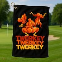 Twerkey Twerking Turkey Funny Thanksgiving Twerk Turkey Golf Towel thumb 1