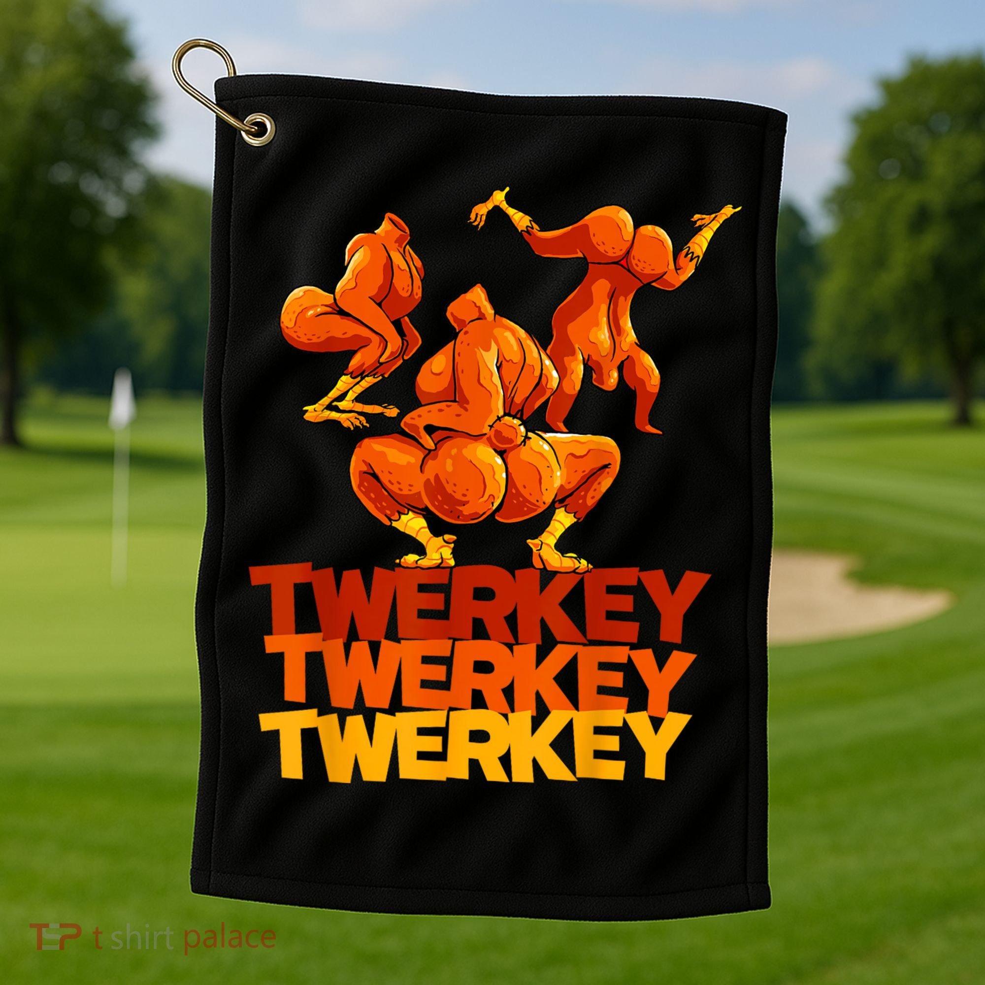 Twerkey Twerking Turkey Funny Thanksgiving Twerk Turkey Golf Towel