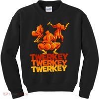 Twerkey Twerking Turkey Funny Thanksgiving Twerk Turkey Kids Sweatshirt thumb 0