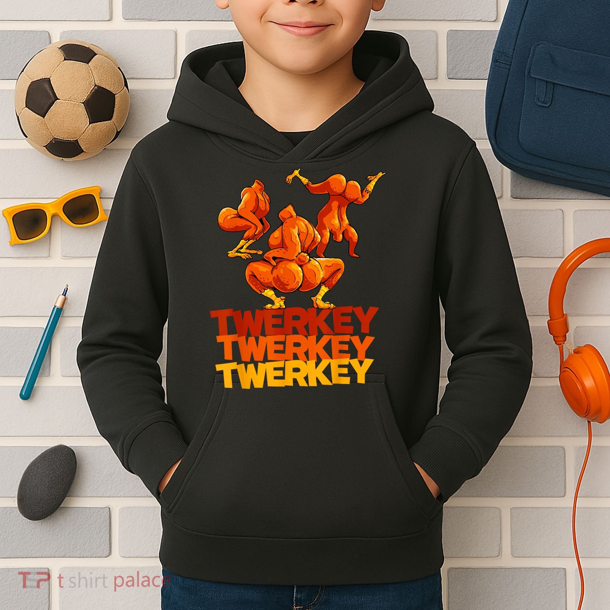 Twerkey Twerking Turkey Funny Thanksgiving Twerk Turkey Kids Hoodie