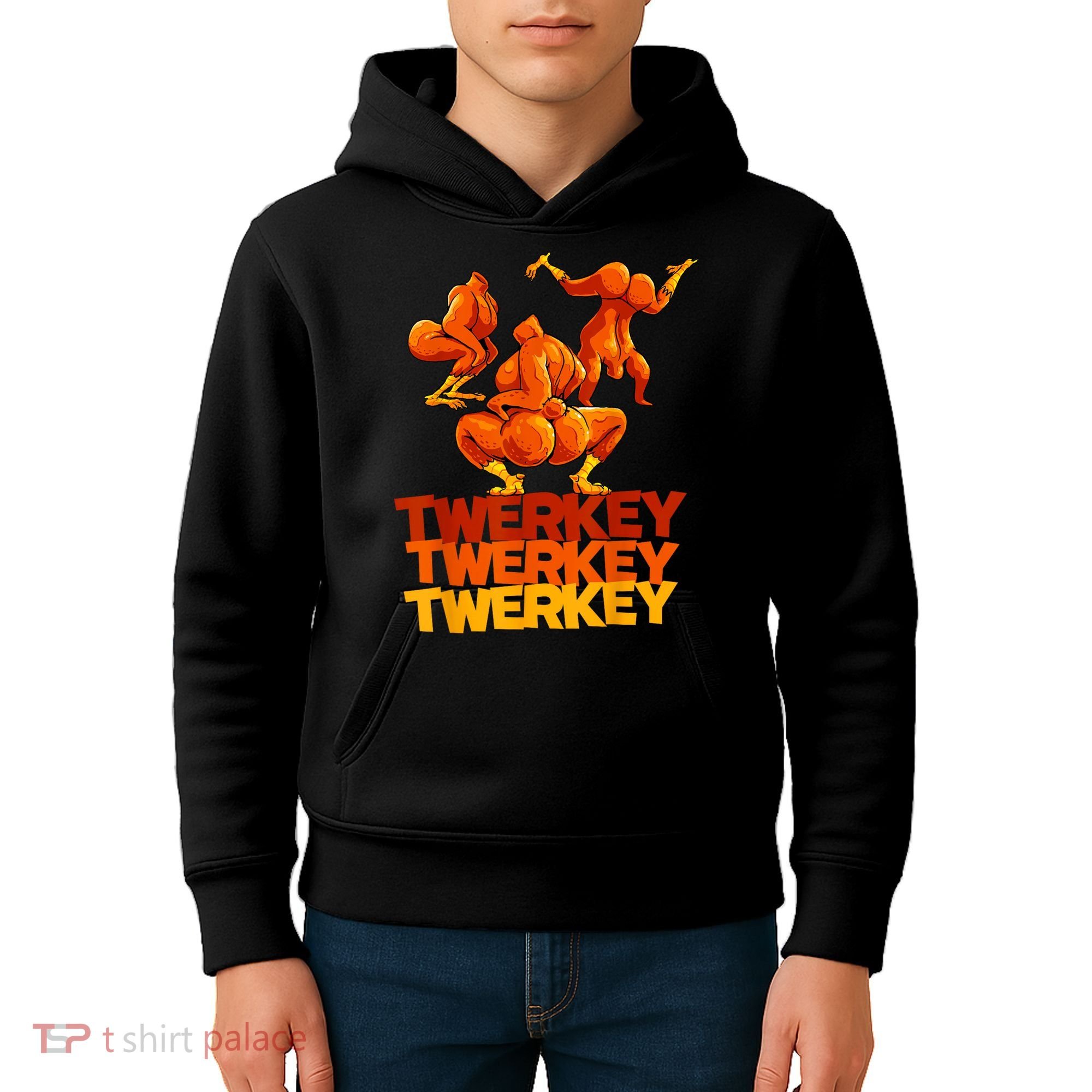 Twerkey Twerking Turkey Funny Thanksgiving Twerk Turkey Kids Hoodie