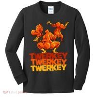 Twerkey Twerking Turkey Funny Thanksgiving Twerk Turkey Kids Long Sleeve Shirt thumb 0