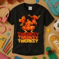Twerkey Twerking Turkey Funny Thanksgiving Twerk Turkey Kids T-Shirt thumb 3