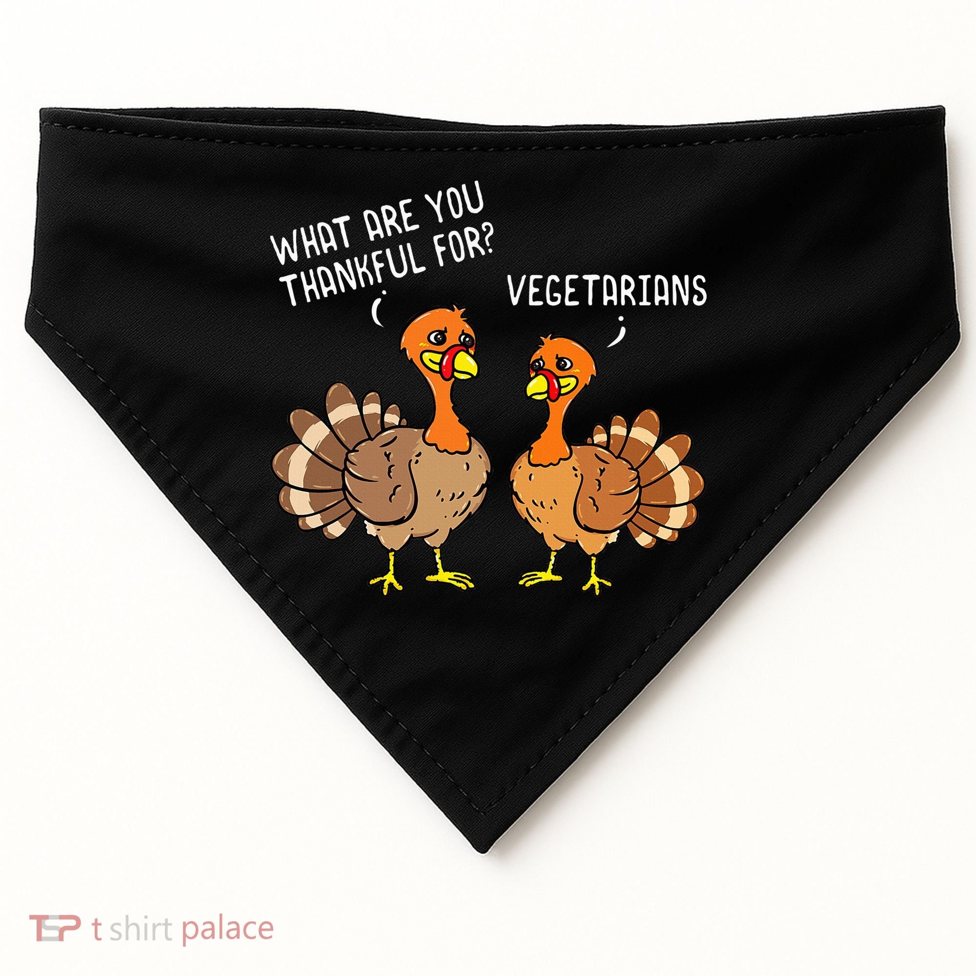 Turkeys Talking Thankful Vegetarians Thanksgiving Vegan USA-Made Doggie Bandana