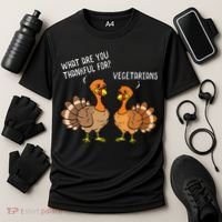 Turkeys Talking Thankful Vegetarians Thanksgiving Vegan Cooling Performance Crew T-Shirt thumb 3