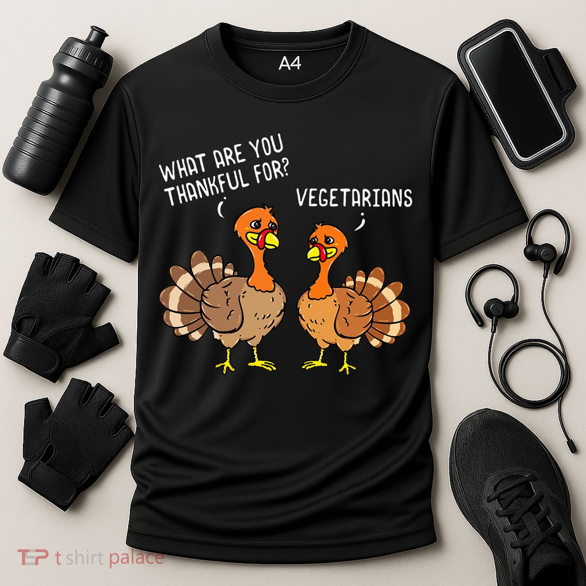 Turkeys Talking Thankful Vegetarians Thanksgiving Vegan Cooling Performance Crew T-Shirt