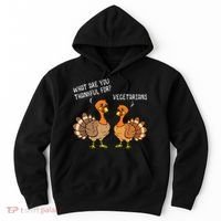 Turkeys Talking Thankful Vegetarians Thanksgiving Vegan Hoodie thumb 0