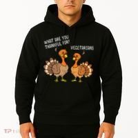 Turkeys Talking Thankful Vegetarians Thanksgiving Vegan Hoodie thumb 2