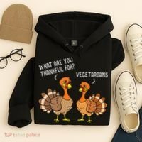 Turkeys Talking Thankful Vegetarians Thanksgiving Vegan Hoodie thumb 4