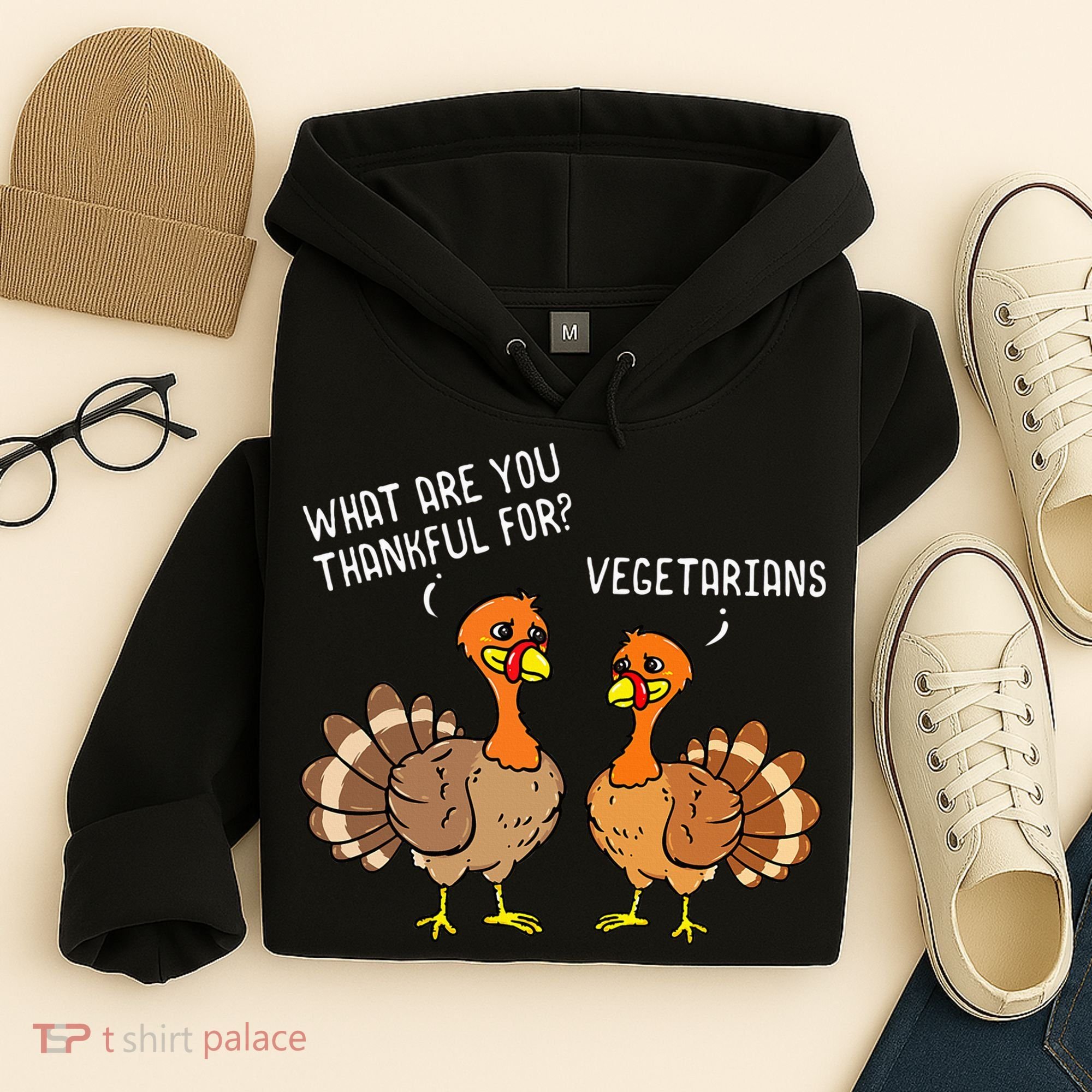 Turkeys Talking Thankful Vegetarians Thanksgiving Vegan Hoodie