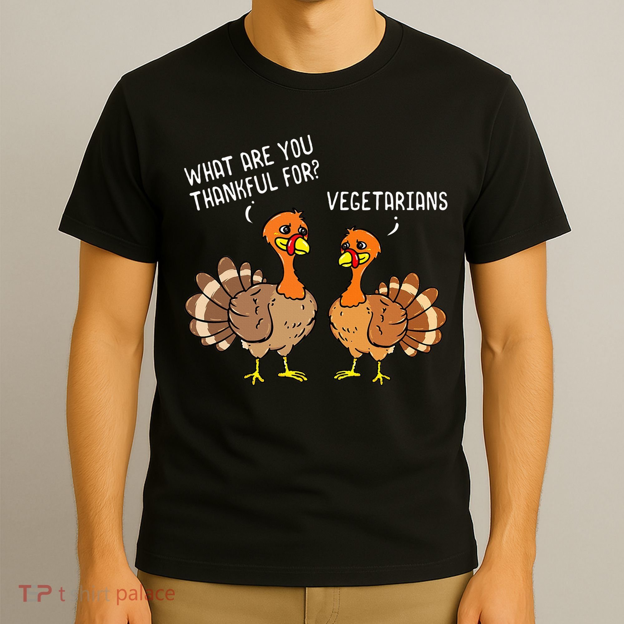 Turkeys Talking Thankful Vegetarians Thanksgiving Vegan T-Shirt