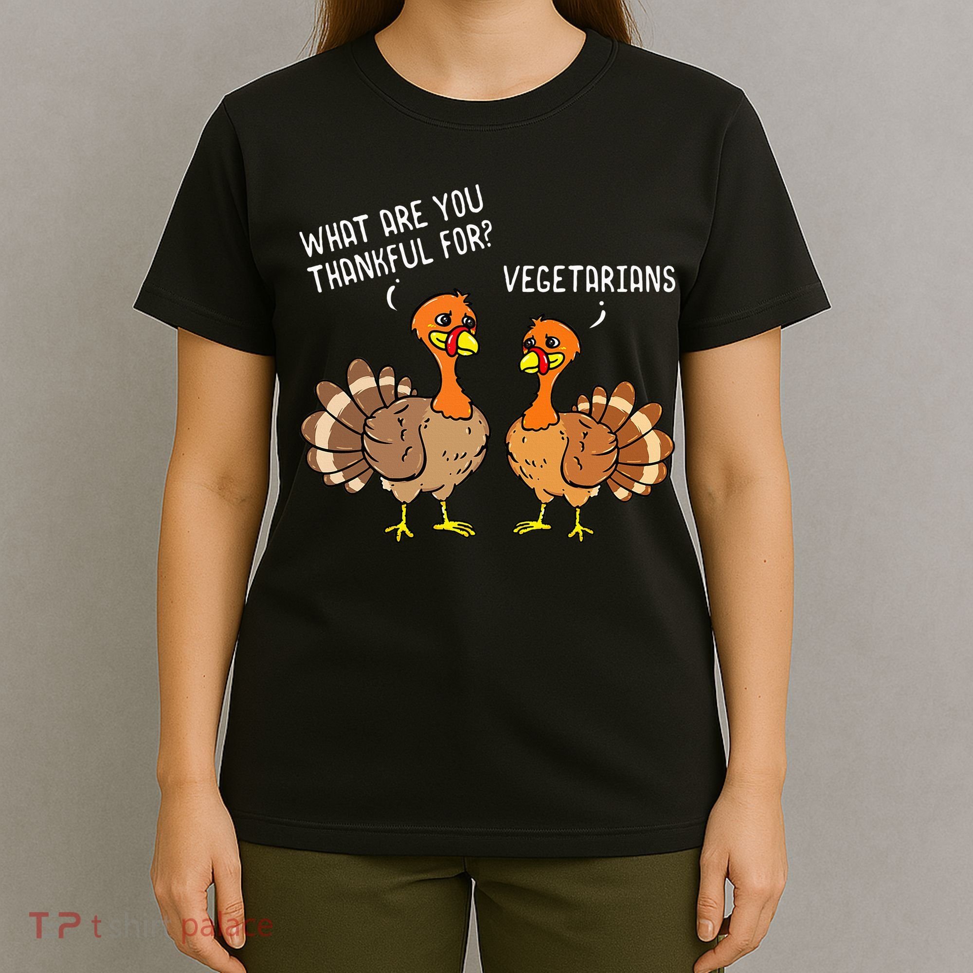 Turkeys Talking Thankful Vegetarians Thanksgiving Vegan T-Shirt