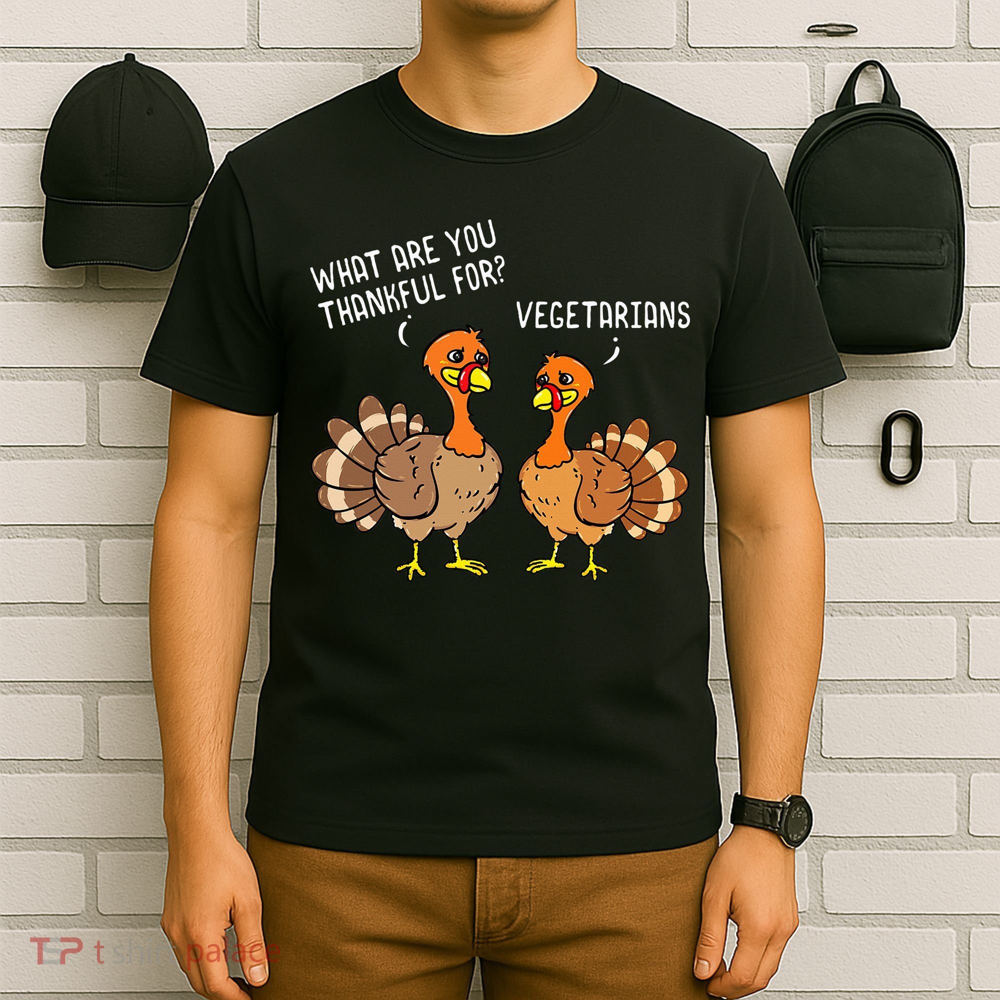 Turkeys Talking Thankful Vegetarians Thanksgiving Vegan T-Shirt