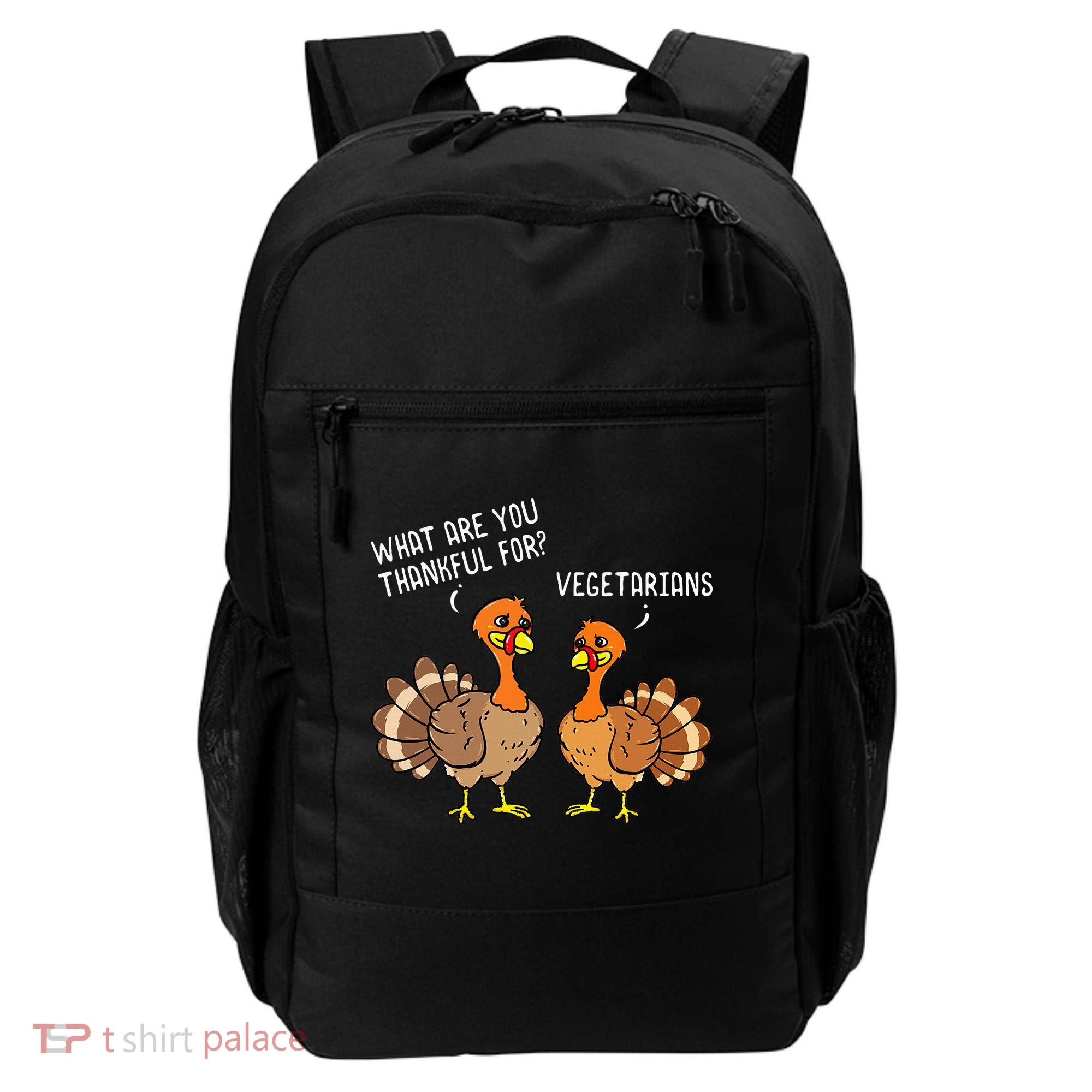 Turkeys Talking Thankful Vegetarians Thanksgiving Vegan Backpack