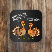 Turkeys Talking Thankful Vegetarians Thanksgiving Vegan Coaster thumb 0