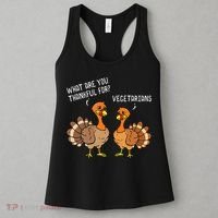 Turkeys Talking Thankful Vegetarians Thanksgiving Vegan Women's Tank Top thumb 3