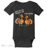 Turkeys Talking Thankful Vegetarians Thanksgiving Vegan Baby Bodysuit thumb 0