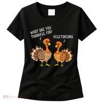 Turkeys Talking Thankful Vegetarians Thanksgiving Vegan Women's T-Shirt thumb 0
