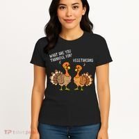 Turkeys Talking Thankful Vegetarians Thanksgiving Vegan Women's T-Shirt thumb 4