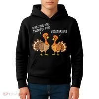 Turkeys Talking Thankful Vegetarians Thanksgiving Vegan Kids Hoodie thumb 4