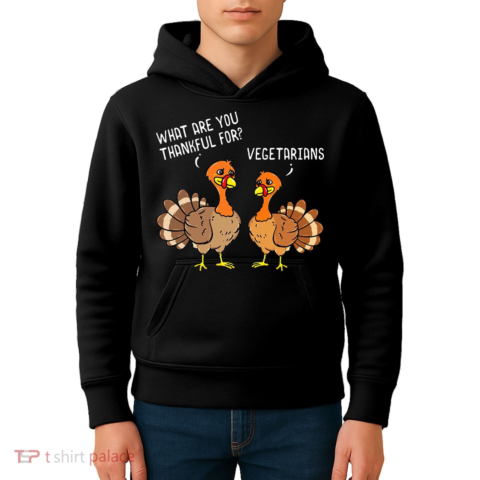 Turkeys Talking Thankful Vegetarians Thanksgiving Vegan Kids Hoodie