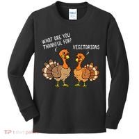 Turkeys Talking Thankful Vegetarians Thanksgiving Vegan Kids Long Sleeve Shirt thumb 0