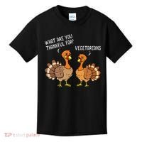 Turkeys Talking Thankful Vegetarians Thanksgiving Vegan Kids T-Shirt thumb 0