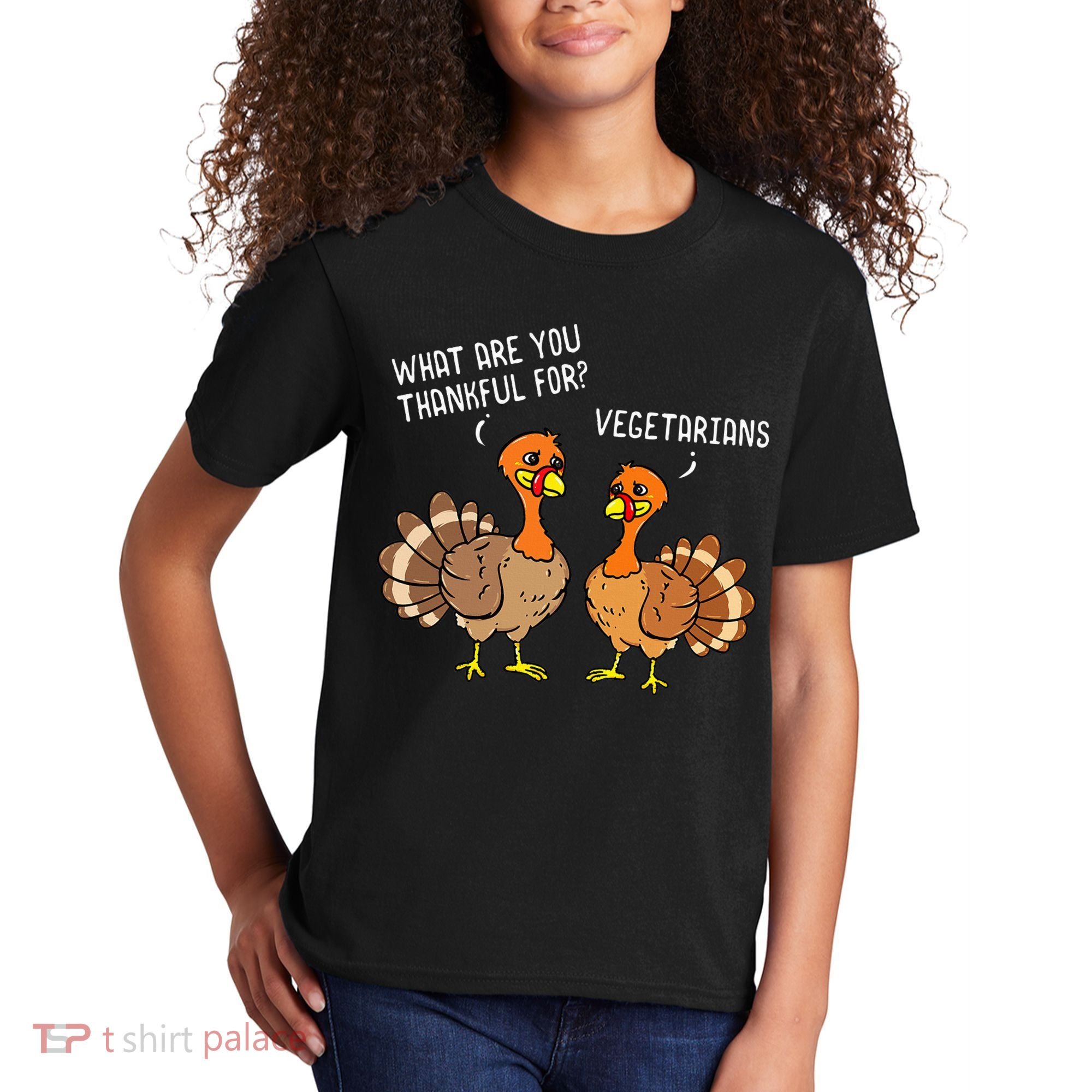 Turkeys Talking Thankful Vegetarians Thanksgiving Vegan Kids T-Shirt