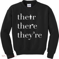 There Their They're English Teacher Funny Grammar Teacher Kids Sweatshirt thumb 0