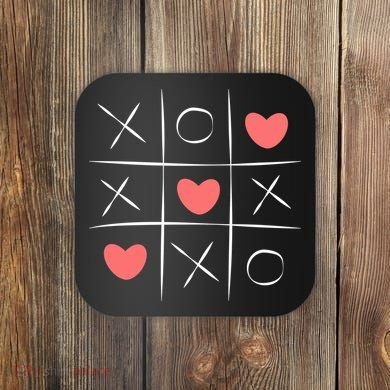 Tic Tac Toe Xoxo Valentines Day Cute Coaster
