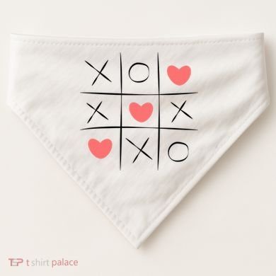 Tic Tac Toe Xoxo Valentines Day Cute USA-Made Doggie Bandana