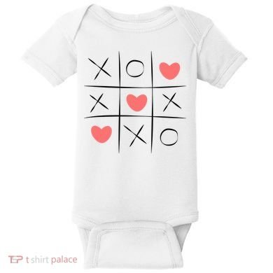 Tic Tac Toe Xoxo Valentines Day Cute Baby Bodysuit