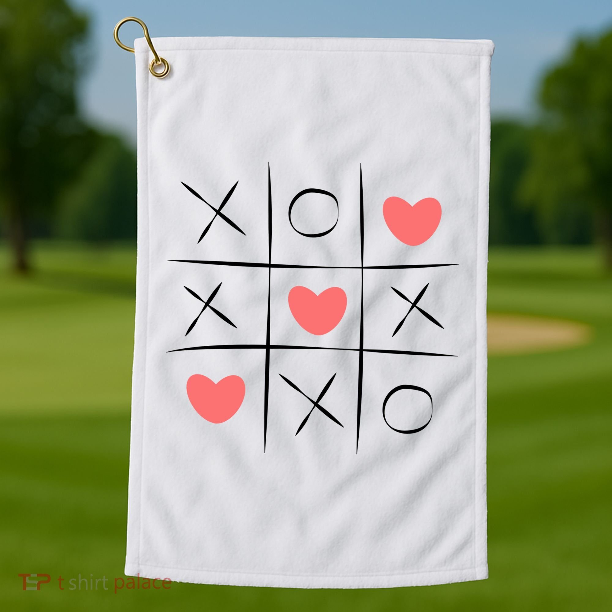 Tic Tac Toe Xoxo Valentines Day Cute Golf Towel