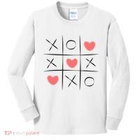 Tic Tac Toe Xoxo Valentines Day Cute Kids Long Sleeve Shirt thumb 0