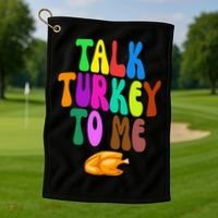 Talk Turkey To Me Funny Thanksgiving Golf Towel thumb 1