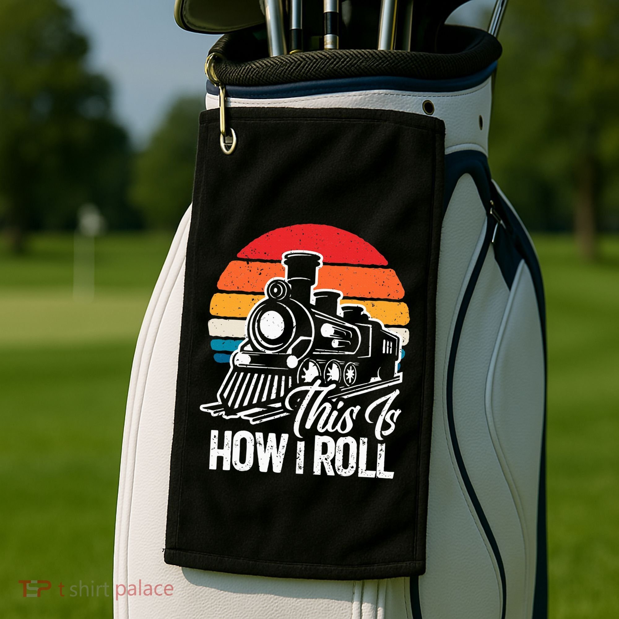train t this is how i roll train lover Golf Towel