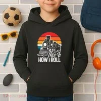 train t this is how i roll train lover Kids Hoodie thumb 2