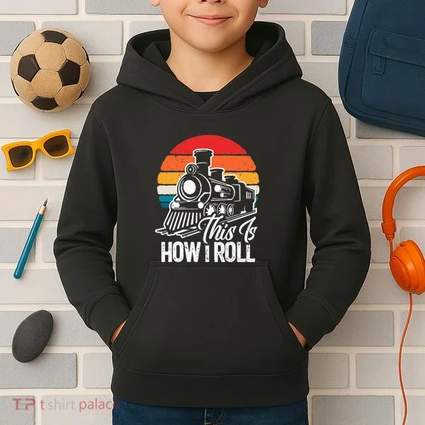 train t this is how i roll train lover Kids Hoodie