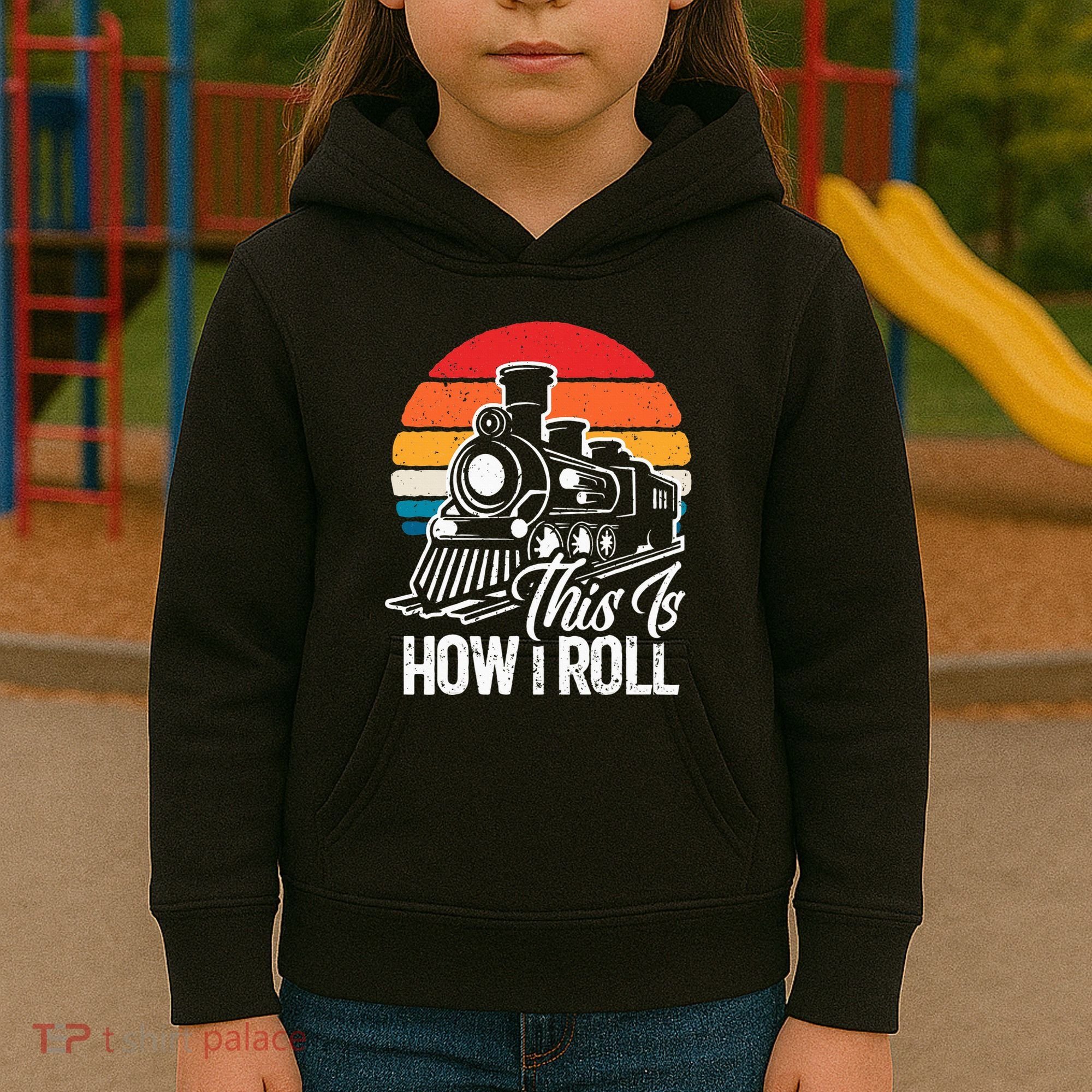 train t this is how i roll train lover Kids Hoodie